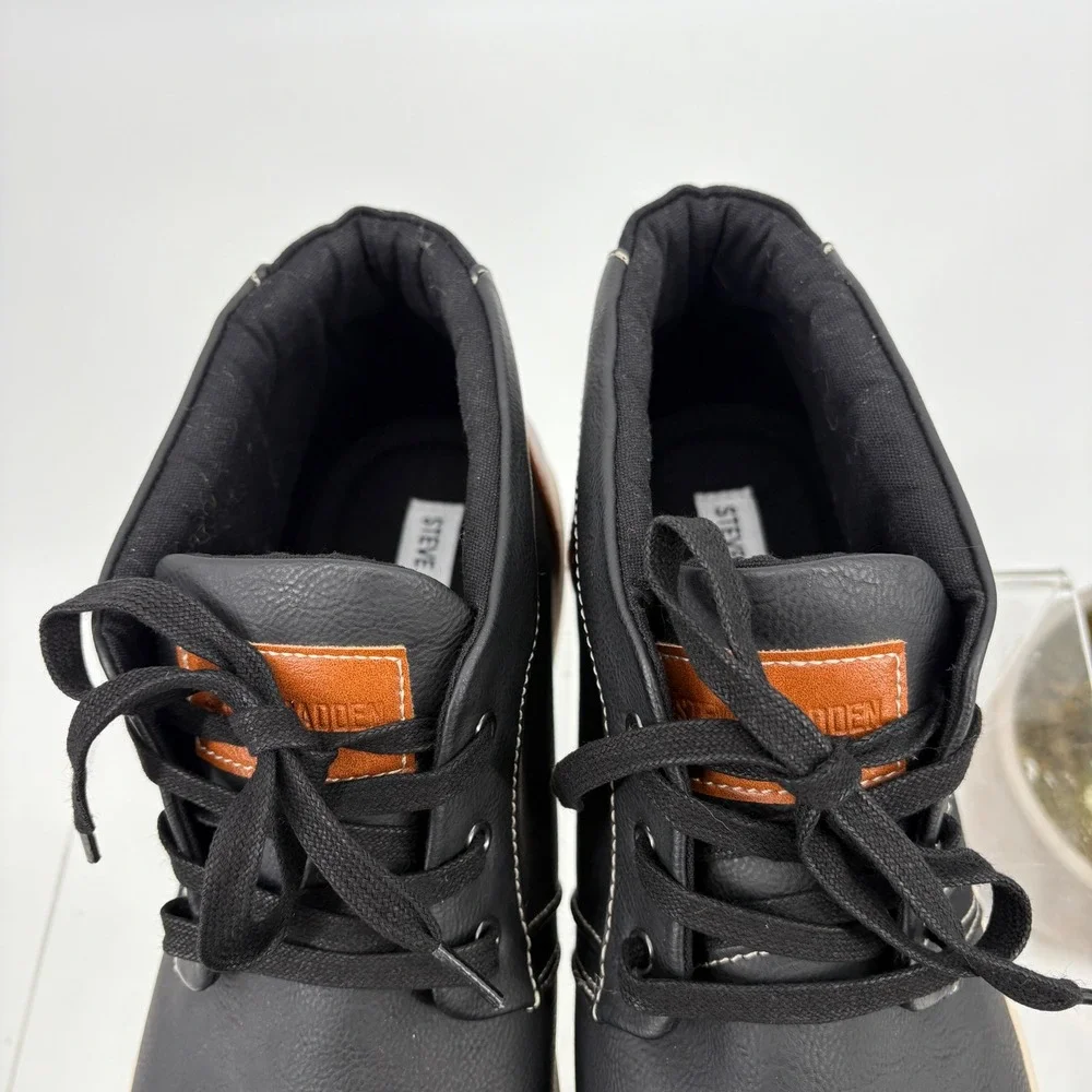 New Steve‎ Madden Kobe Men's Black Faux Leather Lace Up Chukka Boots Size 12